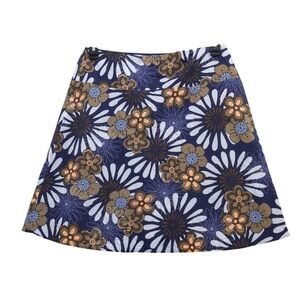 Sevier Skirts A-Line Skirt 30" Waist M Navy Blue Floral Retro Print Knee Length